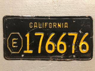 Vintage California License Plate Classic Black/yellow Exempt 176676 Rare