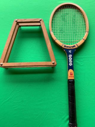 Vintage Bancroft Bjorn Borg Champion Wood Tennis Racket & Frame Press
