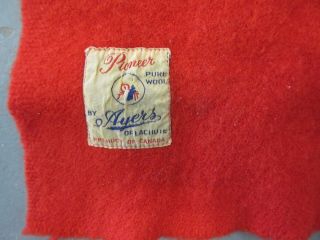 Old Vintage Ayers Pioneer Canada Pure Wool Red & Black Stripe Blanket 102 