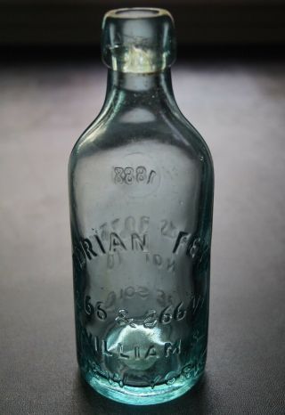 Antique Squat Blob Top Adrian Feyh 266 - 266 1/2 William St Ny Soda Water Bottle
