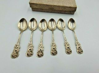 Old / Vintage Antiko 800 Solid Silver Rose Design Tea Coffee Spoons 80g