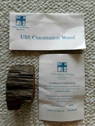 Uss Constitution Old Ironsides Wood With Letter Of Authenticity