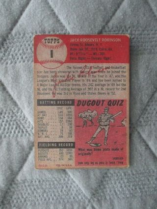 1953 Topps 1 Jackie Robinson - Brooklyn Dodgers - vintage 2