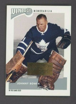 2003 In The Game Itg Vintage Johnny Bower Patch Toronto Maple Leafs