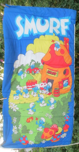 Vintage 1980s Smurfs Sleeping Bag