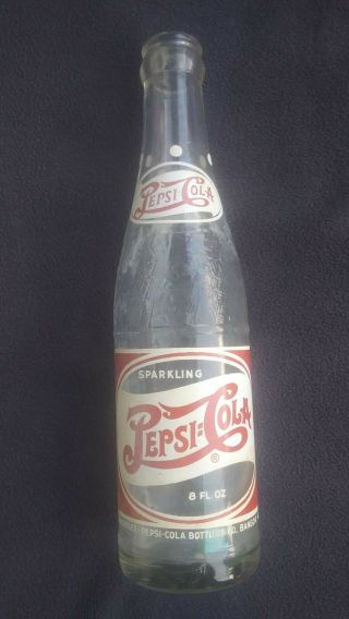 Vintage Sparkling Pepsi Cola 8 Oz Glass Soda Bottle Red White,  Bangor,  Me