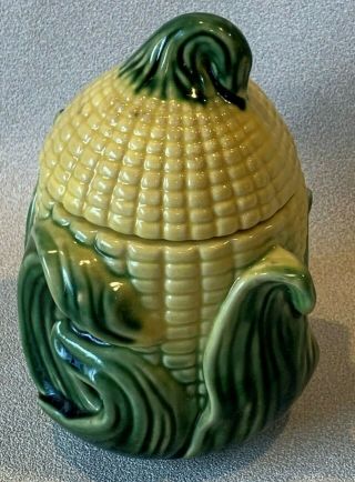 Vintage Stanford Ware Corn Corncob Pottery Cookie Jar With Lid Marked 512 2