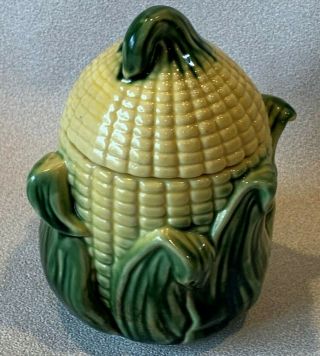 Vintage Stanford Ware Corn Corncob Pottery Cookie Jar With Lid Marked 512 3