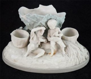 Antique Parian Ware Figural Inkstand Children Harvest Figures
