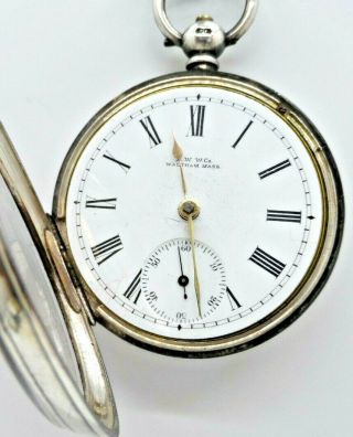 A Very Good Antique Silver WALTHAM Pocket Watch 1885 3