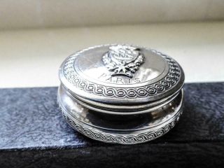 Antique French Sterling Silver Pill / Trinket Box - Hm Albert Deflon Paris