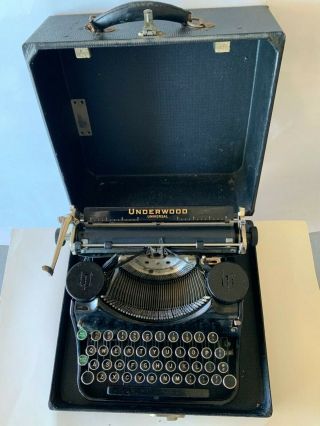 1936 Vintage Antique Underwood Portable Typewriter W/original Case Sn F961583