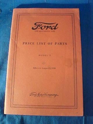 Orig 1928 Ford Model T Price List Of Parts Booklet