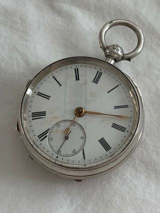 Antique Silver Gents Fusee Pocket Watch Birmingham 1894