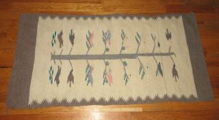 Vintage Native American Indian Navajo Tree Of Life Bird Rug Blanket 60 " X29.  5 "