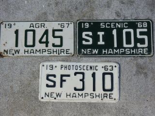 3 Vintage Hampshire Car License Plate Singles,  Photoscenic Farm Agriculture