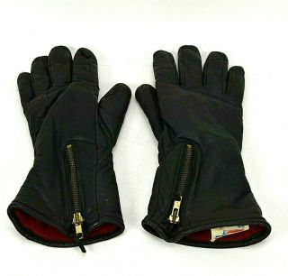 Vintage Hondaline Leather Motorcycle Gloves Mens Size Medium Black Zipper