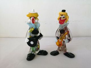Vintage Murano Glass Figurine Ornament Clown X2