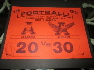 Vintage 1989 Auburn Tigers Alabama Crimson Tide " Score " Card - 1st Time Auburn