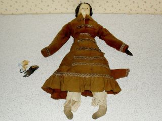 Antique Doll With Possible Paper Mache Head And Shoulders