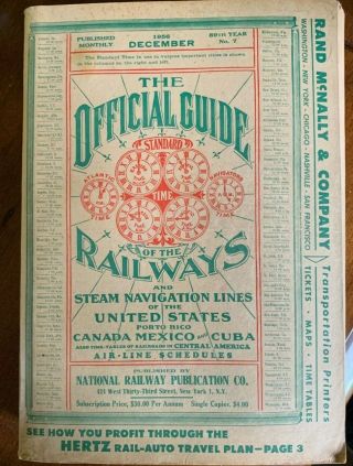 The Official Guide Of The Railways & Steam Navigation Lines Dec.  1956 Softcover
