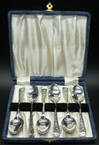 Solid Silver Boxed Set Of 6 Four Nations Teaspoons By W S Savage Sheffield 1906