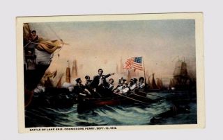 Inv 424 Vintage Battle Of Lake Erie,  Commodore Perry Ship Postcard