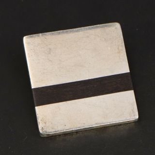 Vtg Sterling Silver - Modernist Onyx Inlay Square Pendant - 11g