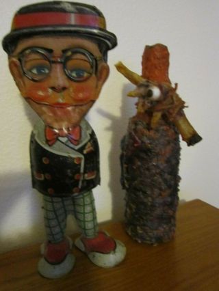 Haunted Creepy Antique Tin Man Toy,  Dybbuk Bottle