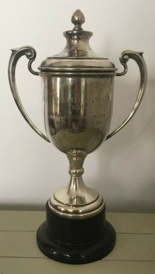 Very Large 15.  5 Inches High Vintage Silver Plate Trophy,  Trophies,  Loving Cup