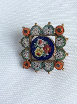 Micro Mosaic Pin Made In Italy,  Square,  Vintage,  Lovely