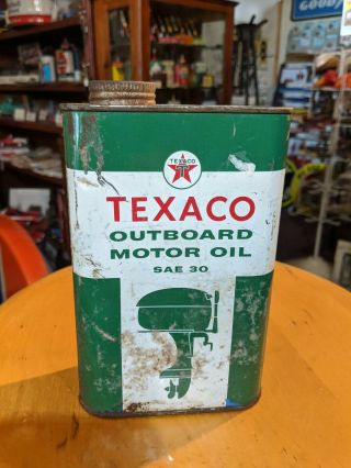 Vintage Texaco Outboard Motor Oil 1 Quart All Metal Can