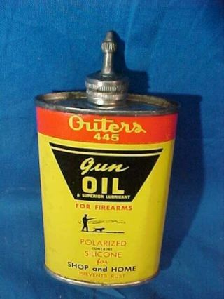 1950s Outers 445 Gun Oil 3 Oz Oiler Tin W Lead Spout