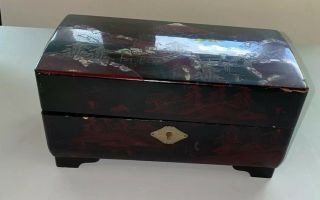 Vintage Japanese Lacquered Jewelry Box Musical Ballerina 9 X 5 X 4 1/2” Plays