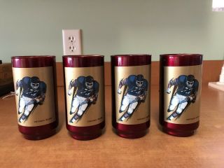 4 Rare Vintage 1960’s Libbey Glass Nfl Shiny Red Chicago Bears Tumblers