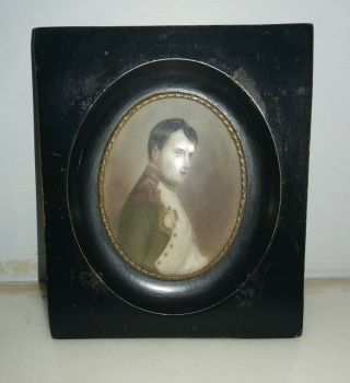 Antique 19th Century French Hand Painted Portrait Of Napoleon