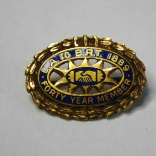 L.  A.  To Brt 40 Years Membership,  Ladies Aux Brotherhood Of Railroad Trainmen Pin
