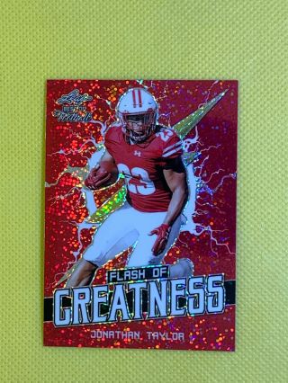 Jonathan Taylor 2020 Leaf Flash Of Greatness Red Prizm Ref Rookie Card 1/5