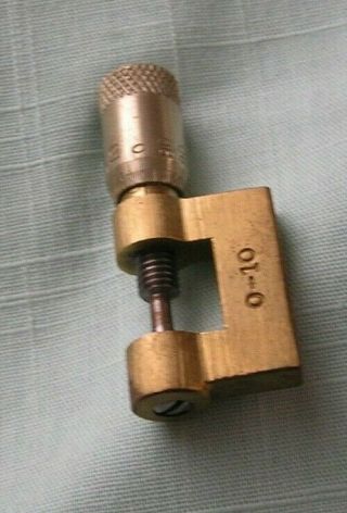 Vintage Swiss Made 0 - 10 Brass Micrometer