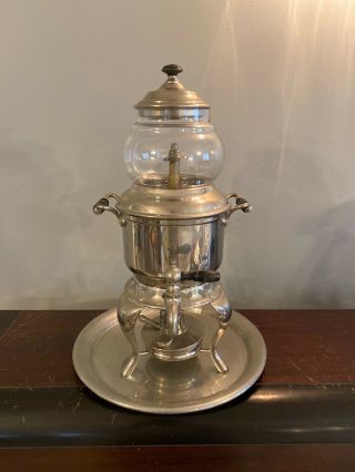 Antique Sternau Coffee Machine Percolator Nickel Finish Complete Glass & Burner