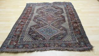 Antique Persian Carpet Rug Hand Made Antique Wool Shirazz 5ft 10 " X 4ft 9 C1890