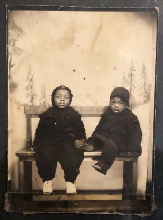 Vintage 1940’s African American Children In Winter Outfits Photo Booth Photo