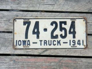 Vintage 1941 Iowa Truck License Plate 74 - 254