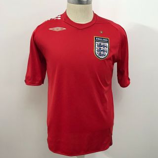England Fc Size Medium 2006 - 2008 Vintage International Red Away Football Shirt