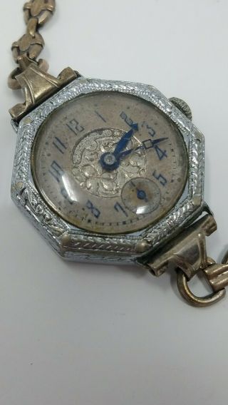 Vintage Ladies Art Deco Hallwatch Hoffman Watch Gemex Bracelet Keeping Time