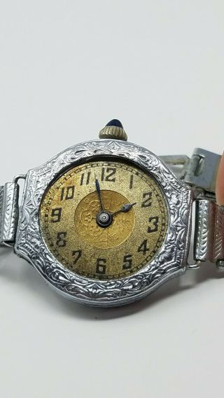 Vintage Ladies Art Deco Vaco Langendorf Watch Bracelet Keeping Time Need Crystal
