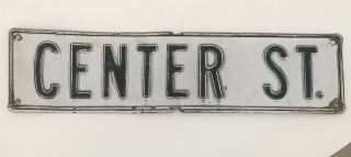 Center St.  Vintage Street Sign Embossed Black And White 24x6 Inches