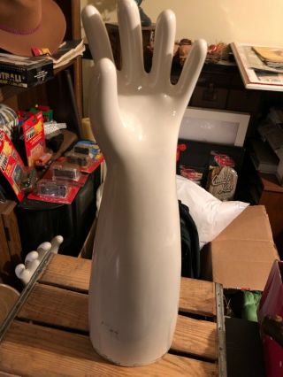 Vintage 22 1/4 " Tall Porcelain Glove Mold Size 10 Left Hand