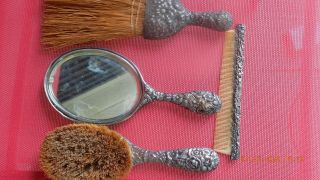 . 925 Sterling Silver Gorham Vanity Set W/ Mirror,  Hair Brush,  Comb; Wisk Broom