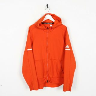 Vintage Adidas Small Logo Zip Up Hoodie Sweatshirt Orange | Medium M | Grade B